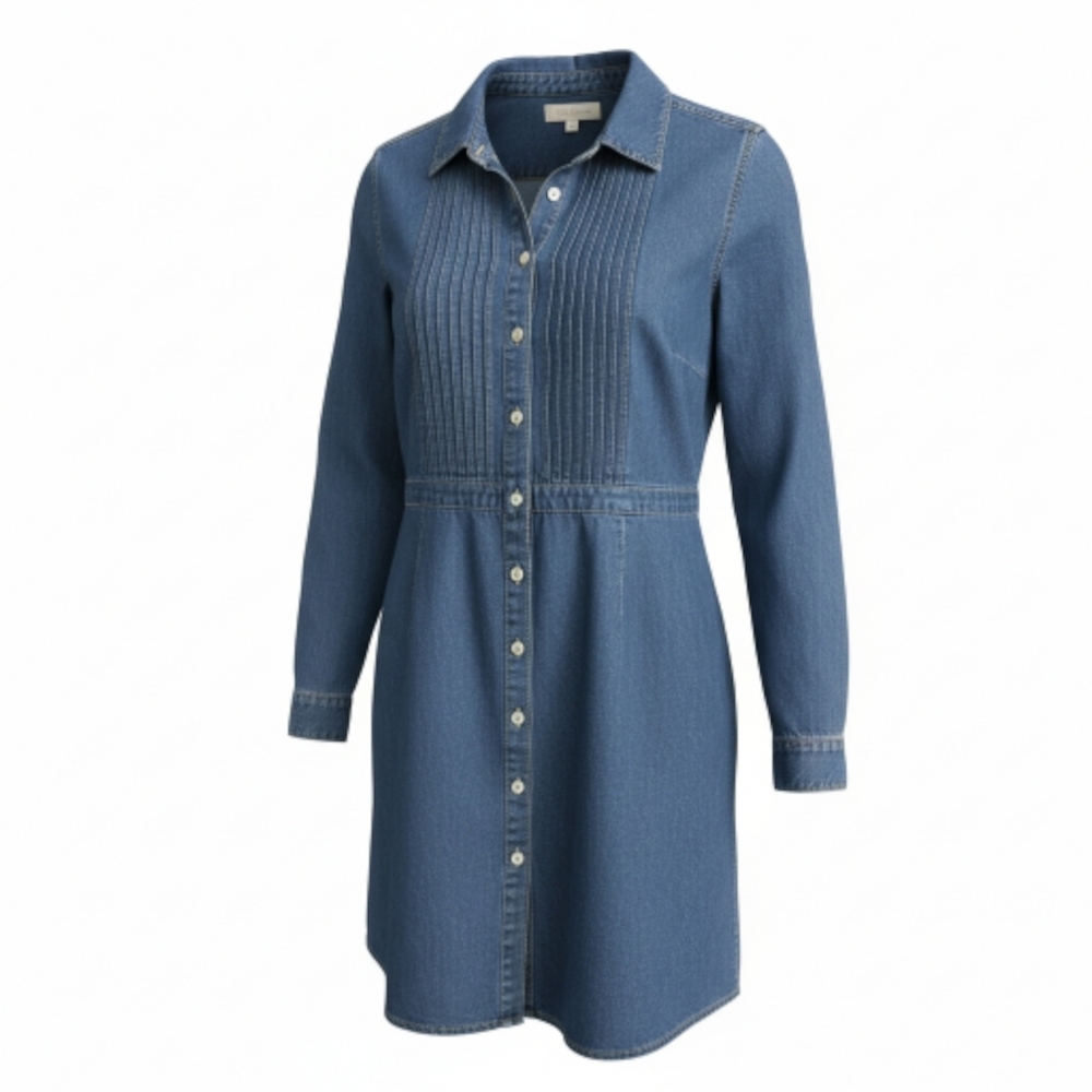 Boden Blue Long-Sleeve Denim Shirt Dress